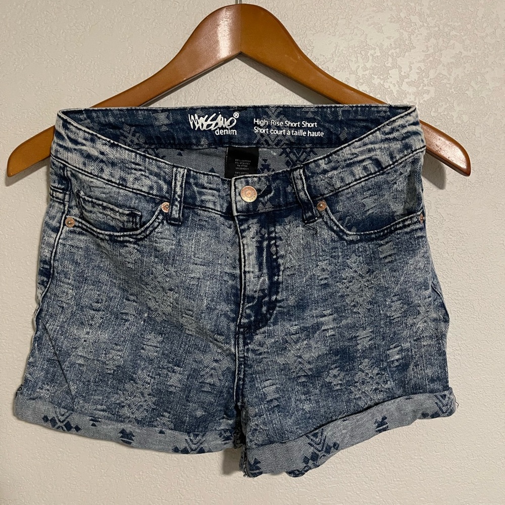 Mossimo Supply Co. Acid-Wash High-Rise Jean Shorts - Blue